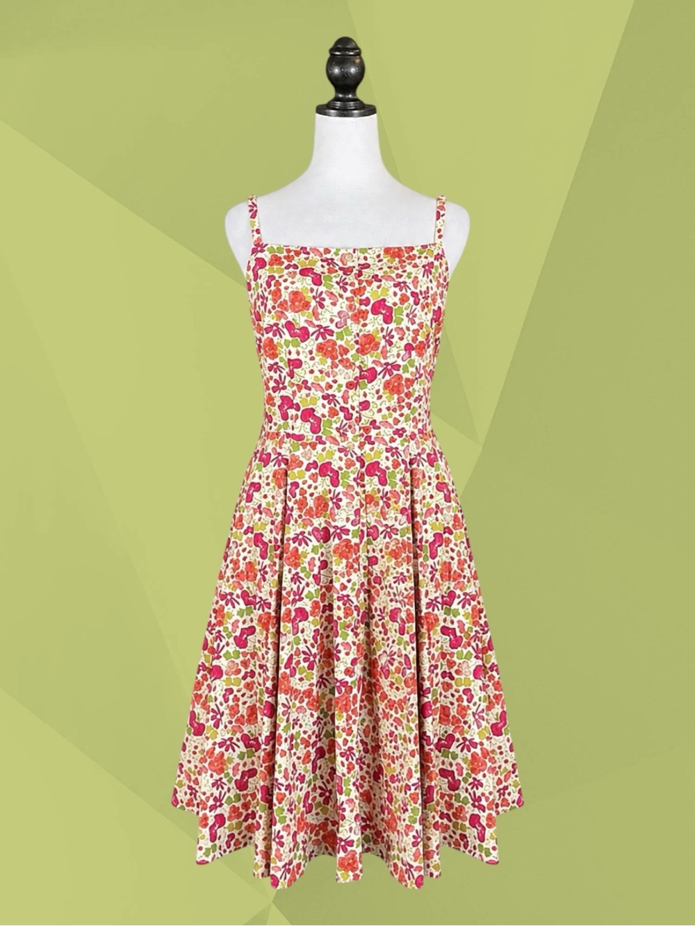 Collectif Swing Dress Pink Red Floral Adjustable Straps Cottagecore Retro 50s 6